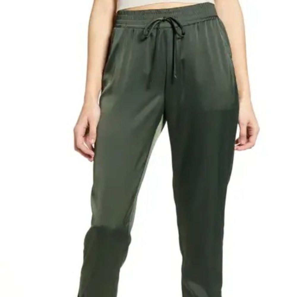 Socialite Nordstrom Women’s Tie Ankle Satin Jogger Pants Green Size XS